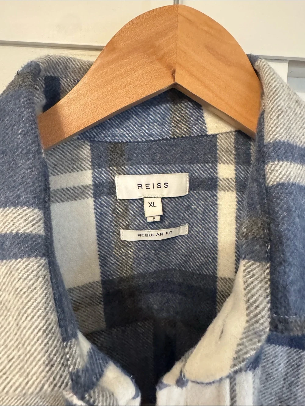 Reiss Blue & White Plaid Flannel Jacket